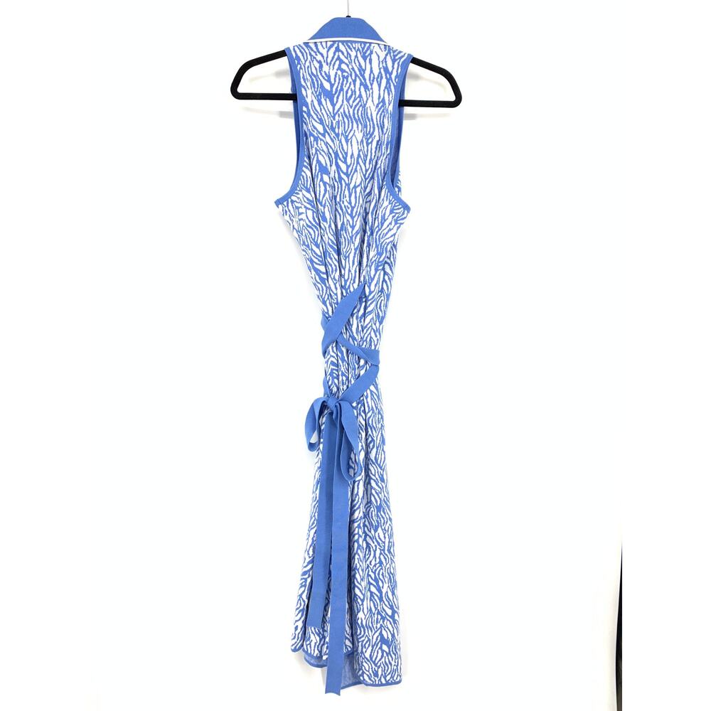 Diane Von Furstenberg X Target Collared Sea Twig Blue Wrap Sweater Dress Sz XL - Picture 2 of 7